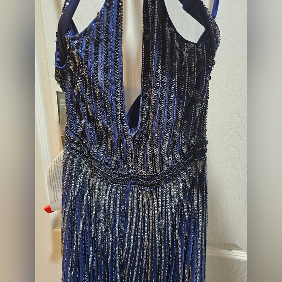Mac Duggal Navy Silver Sequin Gown NWT Size 10 | Formal Prom Pageant Evening Dre - Picture 11 of 14